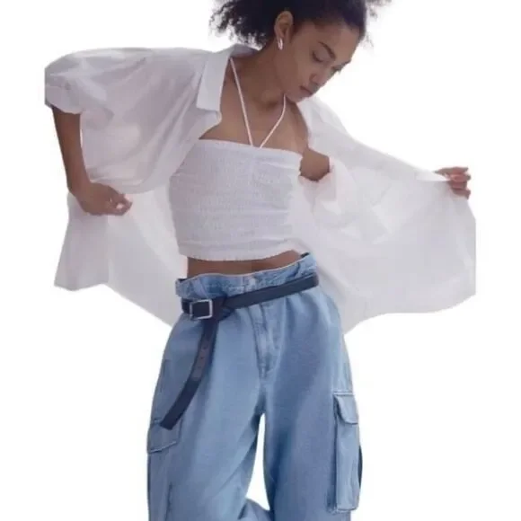 Madewell Signature Poplin Short Sleeve Button Down Shirt Size Small Cotton - Picture 4 of 10